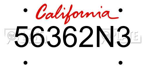56362N3 California License Plate