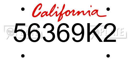 56369K2 California License Plate