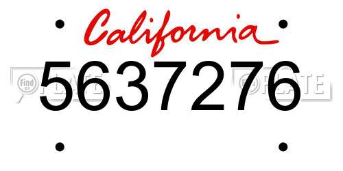 5637276 California License Plate