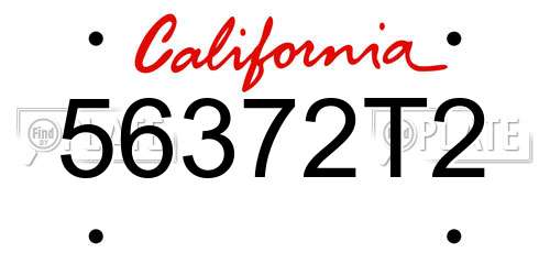 56372T2 California License Plate