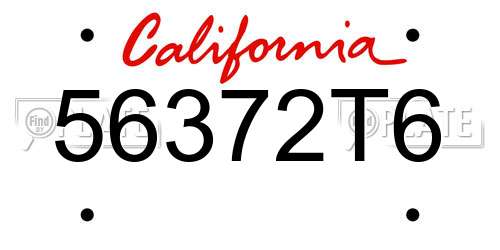 56372T6 California License Plate