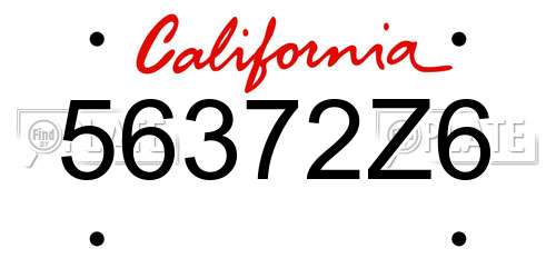 56372Z6 California License Plate