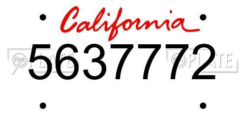 5637772 California License Plate
