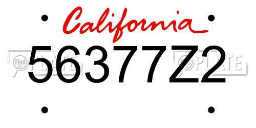 56377Z2 California License Plate