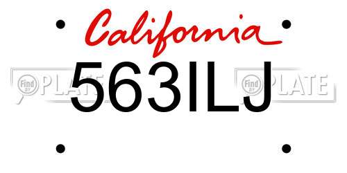 563ILJ California License Plate