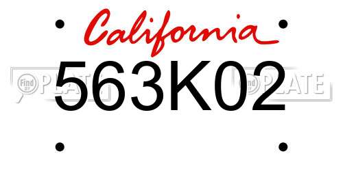 563K02 California License Plate