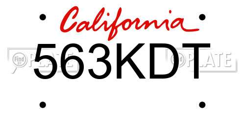 563KDT California License Plate
