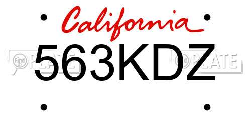 563KDZ California License Plate