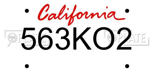 563KO2 California License Plate