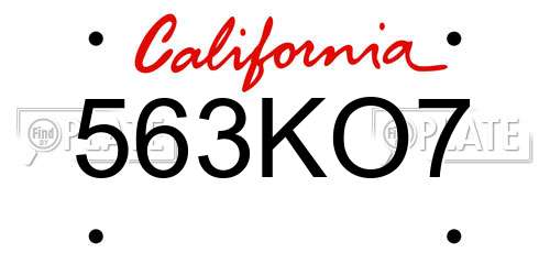 563KO7 California License Plate