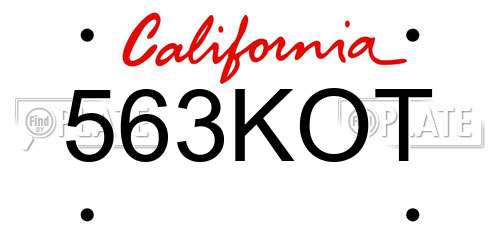 563KOT California License Plate