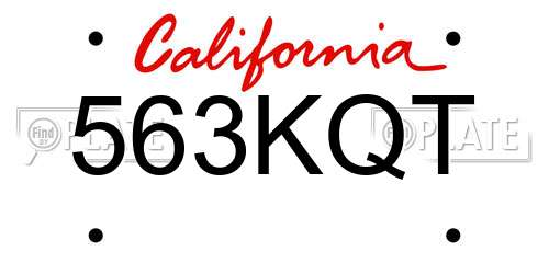 563KQT California License Plate