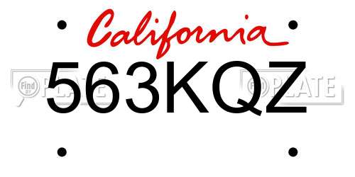 563KQZ California License Plate