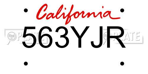 563YJR California License Plate