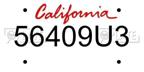 56409U3 California License Plate