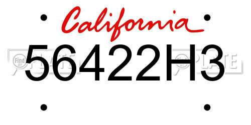 56422H3 California License Plate