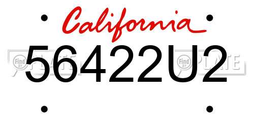56422U2 California License Plate