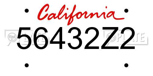 56432Z2 California License Plate