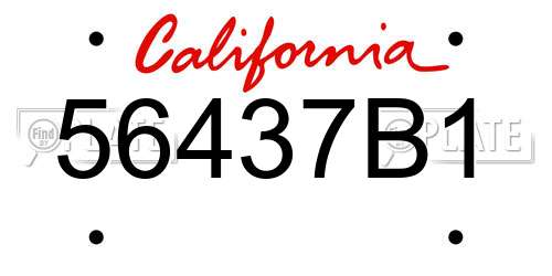 56437B1 California License Plate