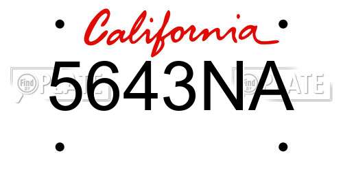 5643NA California License Plate