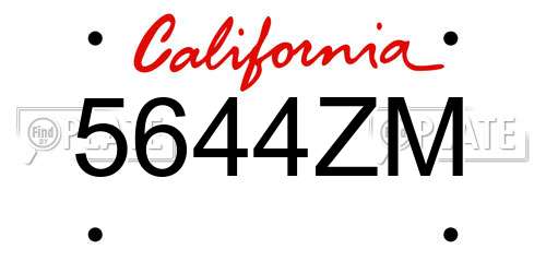 5644ZM California License Plate