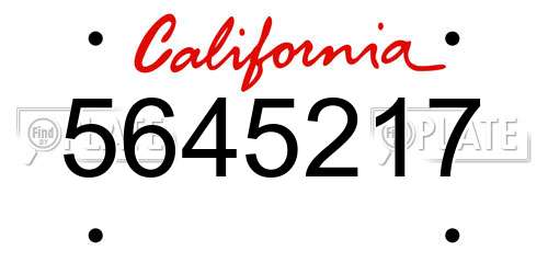 5645217 California License Plate