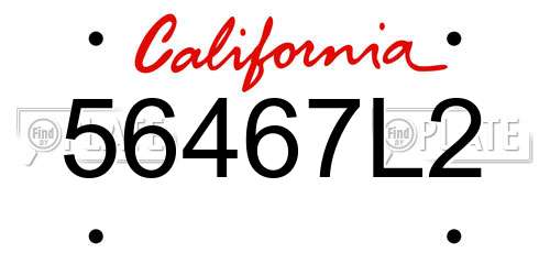 56467L2 California License Plate