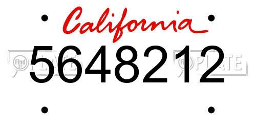 5648212 California License Plate