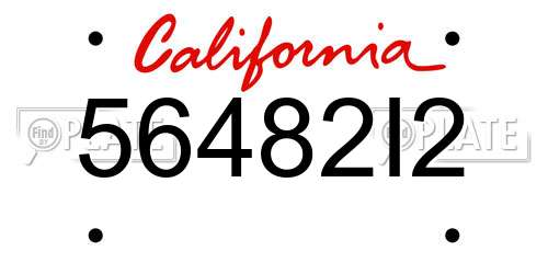 56482I2 California License Plate