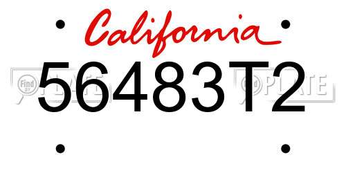56483T2 California License Plate