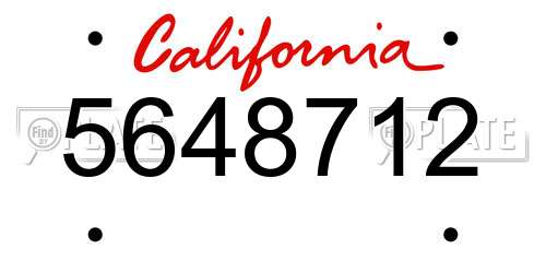5648712 California License Plate