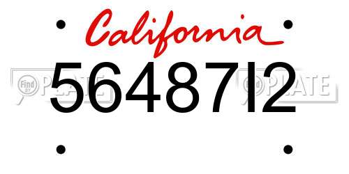 56487I2 California License Plate