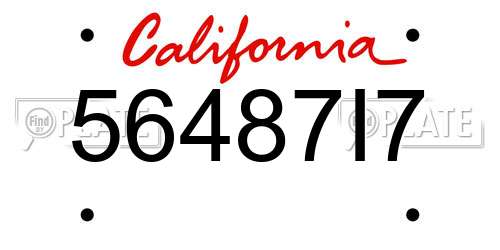 56487I7 California License Plate