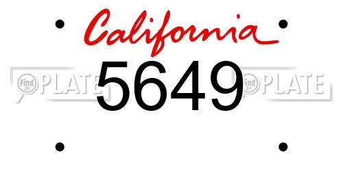 5649 California License Plate