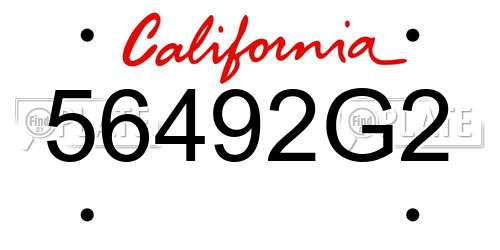 56492G2 California License Plate