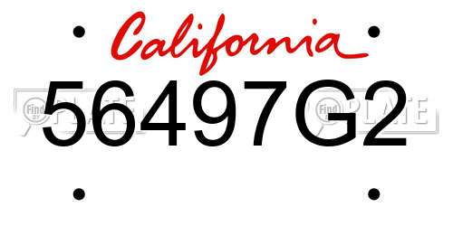 56497G2 California License Plate