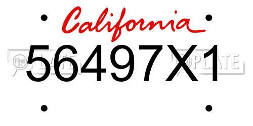 56497X1 California License Plate