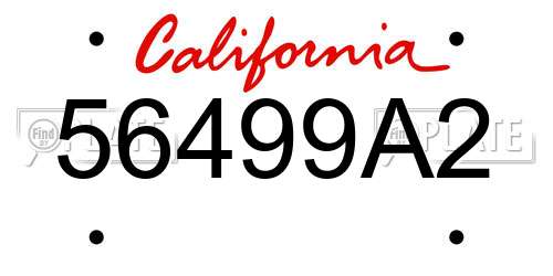 56499A2 California License Plate