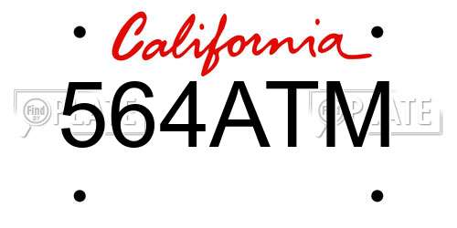 564ATM California License Plate