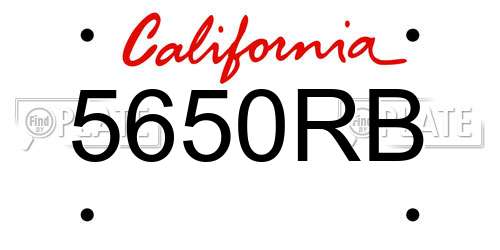 5650RB California License Plate