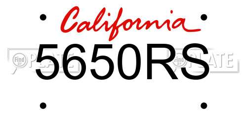 5650RS California License Plate