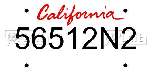 56512N2 California License Plate