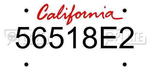 56518E2 California License Plate