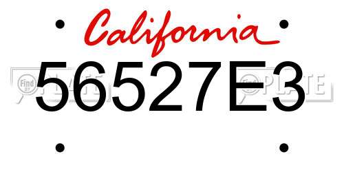 56527E3 California License Plate