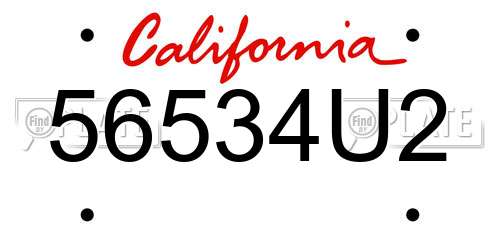 56534U2 California License Plate