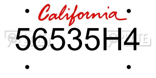 56535H4 California License Plate