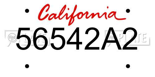 56542A2 California License Plate