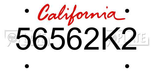 56562K2 California License Plate