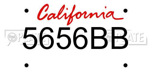 5656BB California License Plate