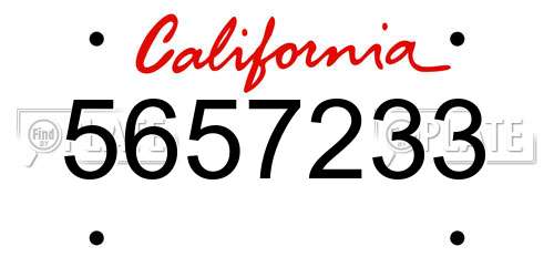 5657233 California License Plate